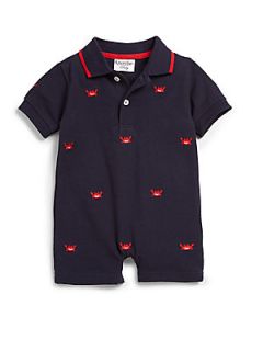 Hartstrings Infants Embroidered Crab Polo Romper   Navy