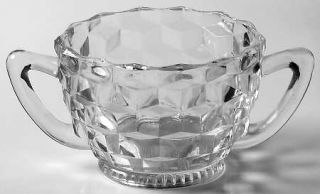 Jeannette Cube Clear Open Sugar   Clear, Depression Glass