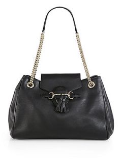 Gucci Emily Leather Shoulder Bag   Black