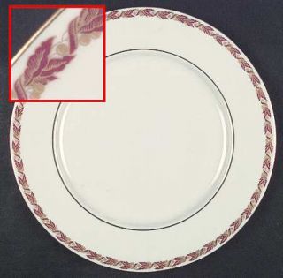 Castleton (USA) Essex Dinner Plate, Fine China Dinnerware   Maroon Leaves,Gold B
