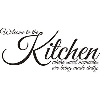 Welcome To The Kitchen Where Sweet Memories Are Being Made Vinyl Art Quote (Black Materials VinylDimensions 11 inches high x 25 inches long  )