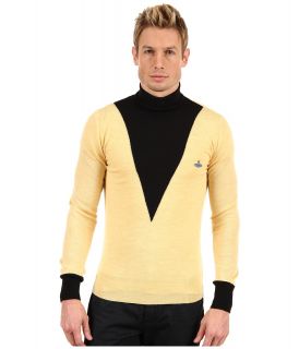 Vivienne Westwood MAN Color Blocking Moc Neck Sweater Mens Sweater (Black)