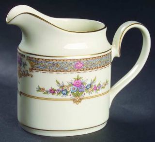 Minton Persian Rose (Newer) Creamer, Fine China Dinnerware   Blue Band,Floral Sp