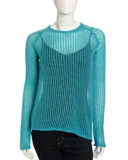 Cashmere Open Stitch Sweater, Jade