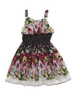 Floral/Dotted Ruffled Dress, 7 14