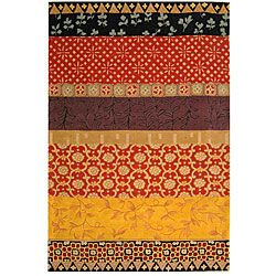 Handmade Rodeo Drive Collage Rust/ Gold N.Z. Wool Rug (96 X 136) (RedPattern GeometricMeasures 0.625 inch thickTip We recommend the use of a non skid pad to keep the rug in place on smooth surfaces.All rug sizes are approximate. Due to the difference of