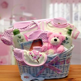 Deluxe Organic New Baby Gift Basket   Pink   890551 P