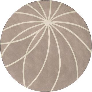 Hand tufted Trapan Tan Floral Wool Rug (8 Round)