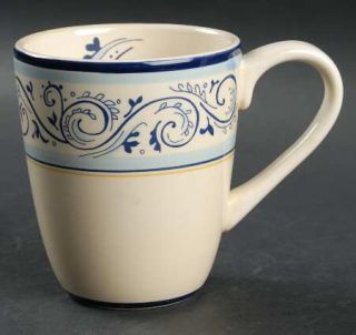 Better Homes and Gardens Renes Mug, Fine China Dinnerware   Blue,Yellow,Scrolls,