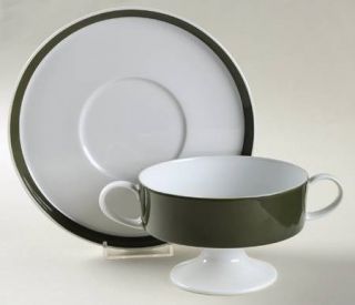 Rosenthal   Continental Olive Footed Cream Soup Bowl & Saucer Set, Fine China Di