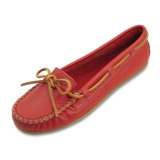 Minnetonka Womens Smooth Leather Moccasin   Red Multicolor   616 RED 7, 7
