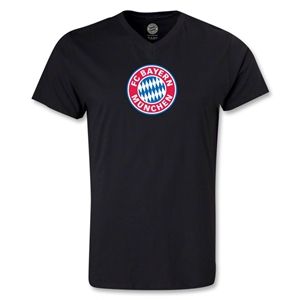 hidden Bayern Munich Logo V Neck T Shirt (Black)