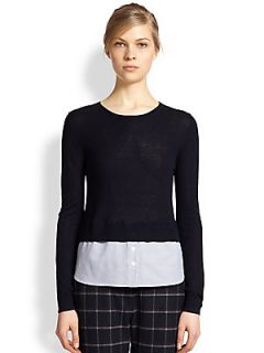Band of Outsiders Silk & Cashmere Layered Look Top   Navy
