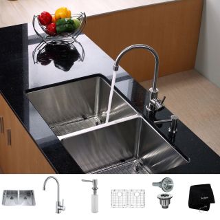 Kraus Kitchen Combo Set Stainless Steel 33  inch Undermount Sink /faucet