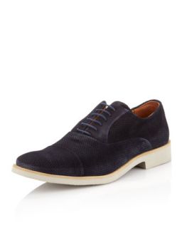Davor Perforated Suede Lace Up, Navy
