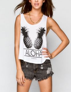 Pineapple Aloha Womens Tank White In Sizes Medium, Small, X Small, X