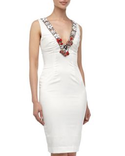 Sea Inspired Beaded Cocktail Dress, White