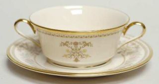 Lenox China Castle Garden Footed Cream Soup & Dessert Plate/Saucer Set, Fine Chi