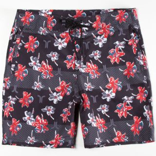 Spring Floral Mens Boardshorts Black In Sizes Small, Large, X Large, Mediu
