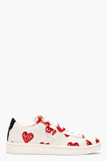 Comme Des Garons Play Ivory Heart Print Converse Cons Edition Sneakers