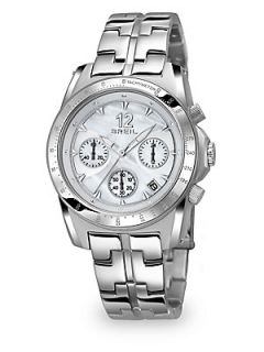 Breil Mother of Pearl & Stainless Steel Chronograph Watch   Silver