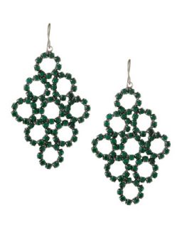 Pave Cluster Hoop Earrings, Emerald