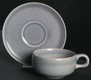 Steubenville American Modern Granite Gray Flat Cup & Saucer Set, Fine China Dinn