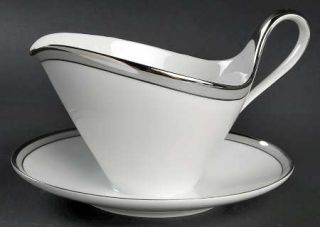 Heinrich   H&C Grey Luster Gravy Boat with Attached Underplate, Fine China Dinne