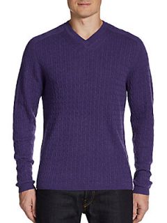 Heir Cable Knit Cashmere Sweater   Purple