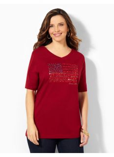 Catherines Plus Size Flag Tee   Womens Size 0X, Maroon
