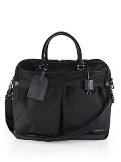 Burberry Leather Trimmed Business Bag   Black