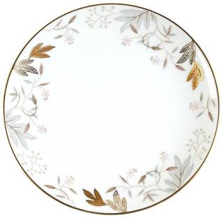 Noritake Dorian Bread & Butter Plate, Fine China Dinnerware   Gold/Gray Leaves,P