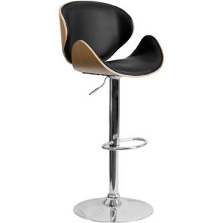 FlashFurniture Bar Stool with Curved Vinyl Adjustable Height Seat and Back SD
