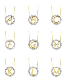14k Yellow Gold Diamond Initial Necklace