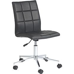 Cyd Black Office Chair (Black/chromeMaterials Leatherette, foam, chromed steel Finish Chromed steel frameSeat height 16.5 21 inchesAdjustable height 33 37.5 inches high Wheels Polyurethane castersDimensions 24 inches wide x 24 inches deep x 33 37.5 