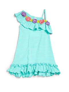 Love U Lots Toddlers & Little Girls Single Shoulder Dress   Aqua