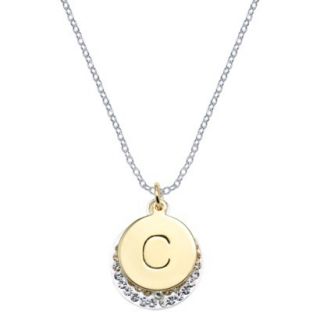 Silver Plated Necklace Charm with Initial C   Clear