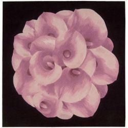 Nourison Hand Tufted Pink Floral Art Wool Rug (3 X 3)