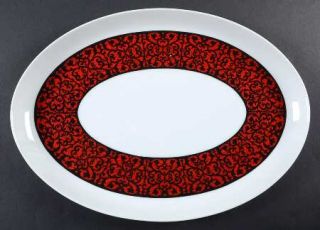 Style House Mardi Gras 14 Oval Serving Platter, Fine China Dinnerware   Black G