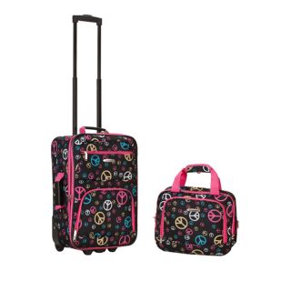 Rockland Expandable Peace Sign 2 piece Lightweight Carry on Luggage Set