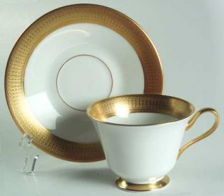 Oxford (Div of Lenox) Maldon Footed Cup & Saucer Set, Fine China Dinnerware   Go