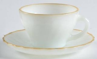 Anchor Hocking Swirl Golden Shell Lustre Cup and Saucer Set   W 2300, Pearlized