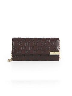 Dice Guccissima Leather Chain Wallet   Chocolate
