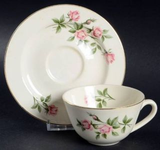 Edwin Knowles Sweetheart Rose Flat Cup & Saucer Set, Fine China Dinnerware   Pin