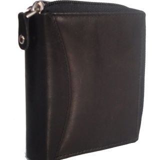 Accordion Black Leather Wallet
