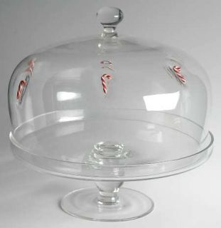 Artland Crystal Candy Cane Round Cake Stand with Lid   Red & White Candy Canes,C