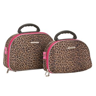 Luca Vergani Pink Leopard 2 piece Beauty Cosmetic Case Set (Leopard with pink trimMirror YesFDA approved as a carry on sizeLarge top zip compartmentFully lined interiorProtective bottom feetFeatures a detachable and adjustable shoulder strapComport grip 