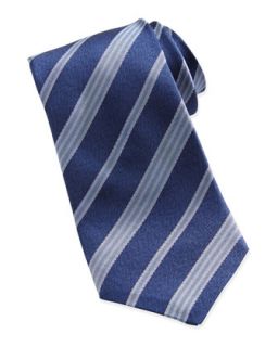 Spring Stripe Navy Silk Tie, Navy