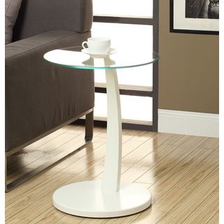 White Bentwood Tempered Glass Accent Table