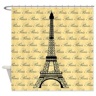  Yellow and Black Paris Eiffel Tower Shower Curtain  Use code FREECART at Checkout
